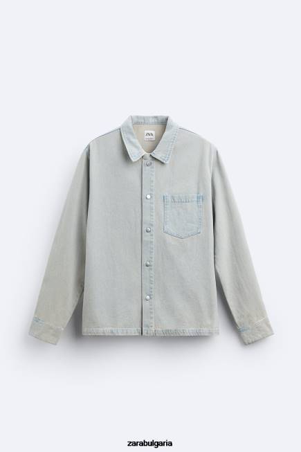 Zara облекло 66FT981 мъже пребоядисана дънкова риза син