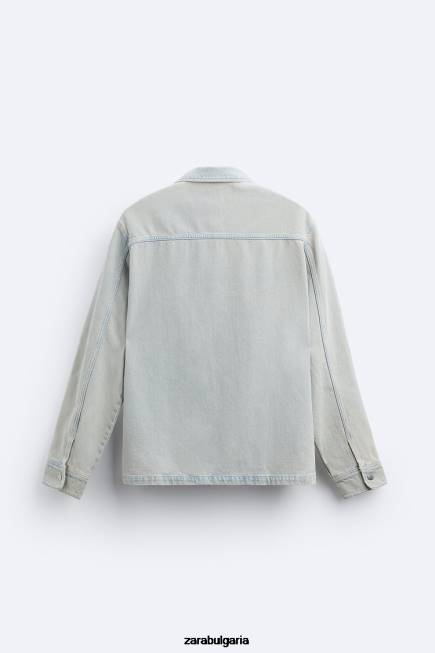Zara облекло 66FT981 мъже пребоядисана дънкова риза син