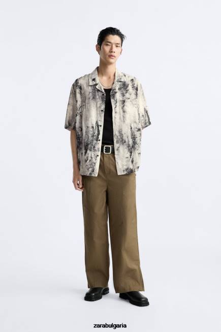 Zara облекло 66FT987 мъже риза с абстрактен принт отпечатани