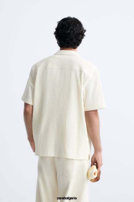 Zara облекло 66FT992 мъже раирана жакардова риза екрю