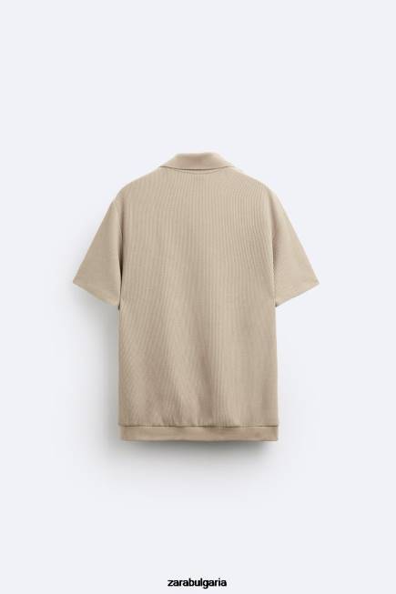 Zara облекло 66FT994 мъже структурирана риза светлокафяво