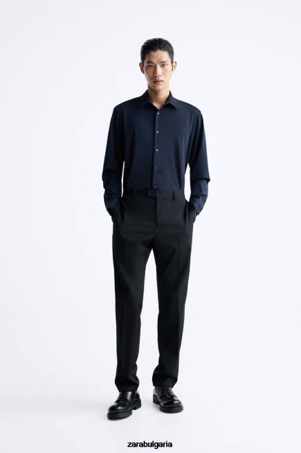 Zara облекло 66FT997 мъже еластична риза тъмносин