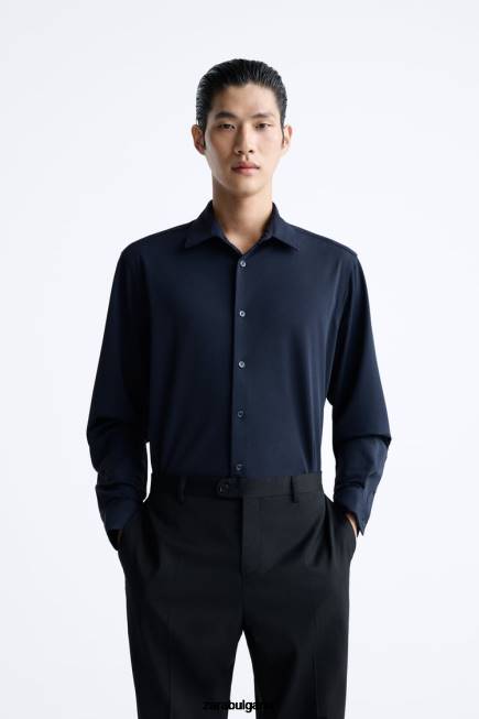 Zara облекло 66FT997 мъже еластична риза тъмносин