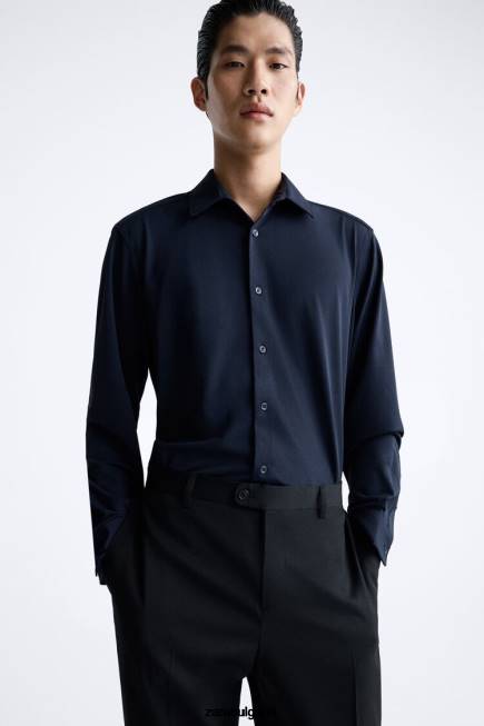 Zara облекло 66FT997 мъже еластична риза тъмносин