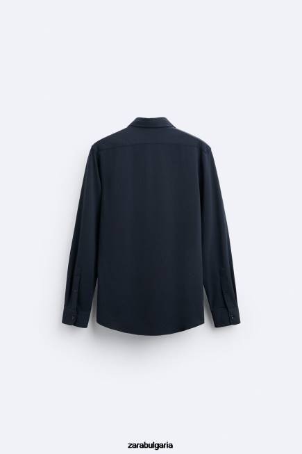 Zara облекло 66FT997 мъже еластична риза тъмносин