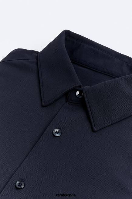 Zara облекло 66FT997 мъже еластична риза тъмносин
