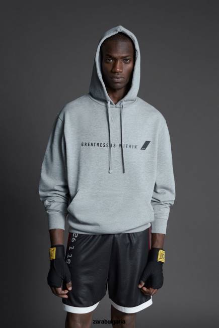 Zara облекло 66FT1047 мъже суичър с качулка everlast сив мергел