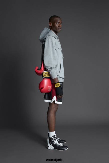 Zara облекло 66FT1047 мъже суичър с качулка everlast сив мергел