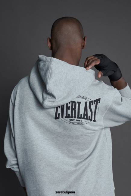Zara облекло 66FT1047 мъже суичър с качулка everlast сив мергел