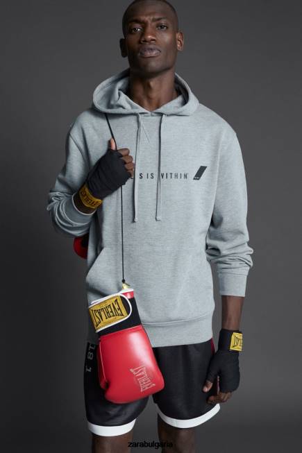 Zara облекло 66FT1047 мъже суичър с качулка everlast сив мергел