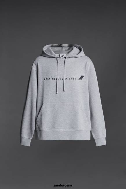 Zara облекло 66FT1047 мъже суичър с качулка everlast сив мергел