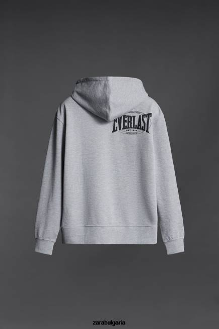 Zara облекло 66FT1047 мъже суичър с качулка everlast сив мергел