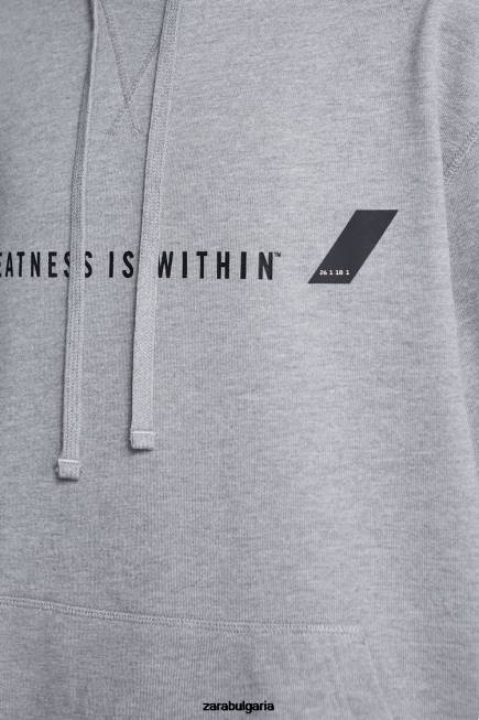 Zara облекло 66FT1047 мъже суичър с качулка everlast сив мергел