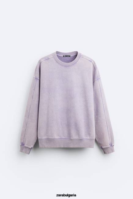 Zara облекло 66FT1052 мъже цветно изпран суичър люляк