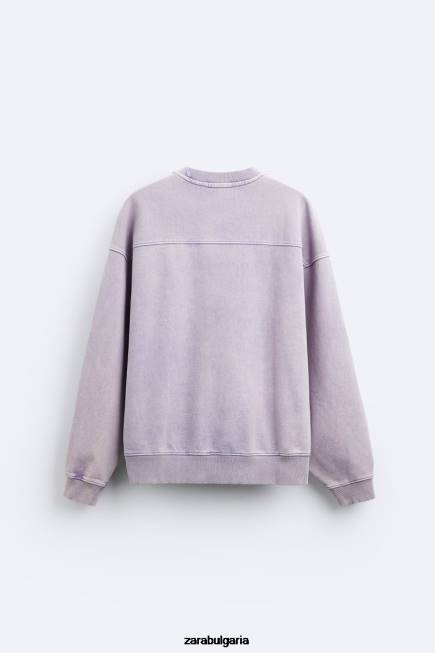 Zara облекло 66FT1052 мъже цветно изпран суичър люляк