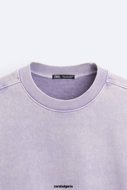 Zara облекло 66FT1052 мъже цветно изпран суичър люляк