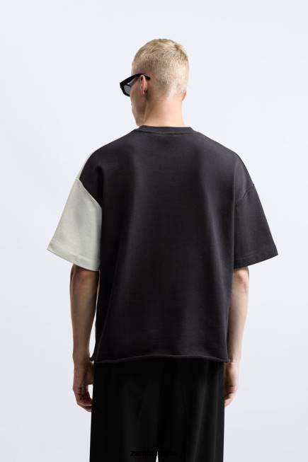 Zara облекло 66FT1059 мъже суичър с цветни блокове Черно бяла