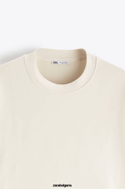 Zara облекло 66FT1062 мъже суитшърт с контрастен кант бяла стрида