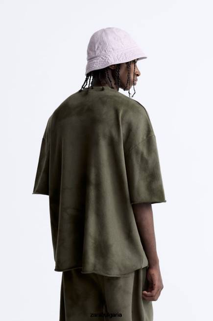 Zara облекло 66FT1066 мъже суитшърт с принт на вратовръзка каки