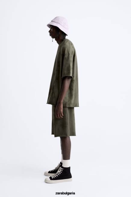 Zara облекло 66FT1066 мъже суитшърт с принт на вратовръзка каки