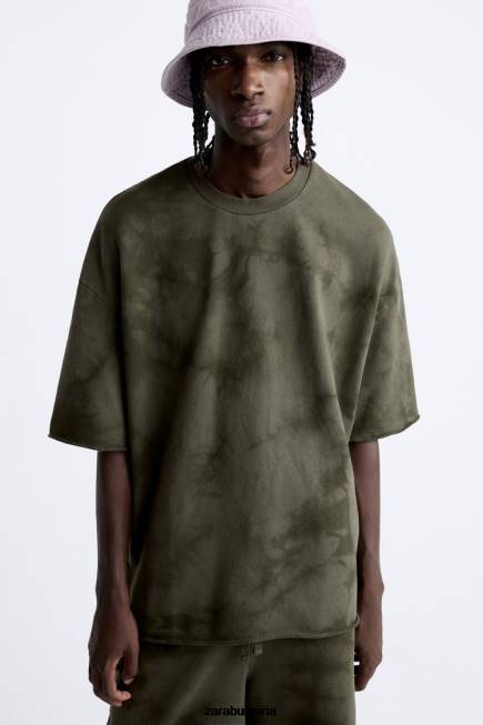 Zara облекло 66FT1066 мъже суитшърт с принт на вратовръзка каки