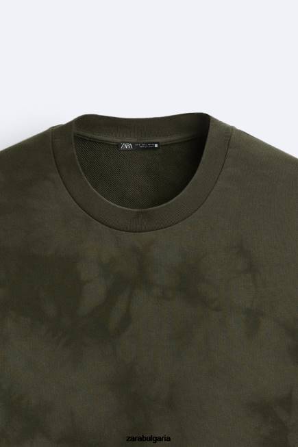 Zara облекло 66FT1066 мъже суитшърт с принт на вратовръзка каки