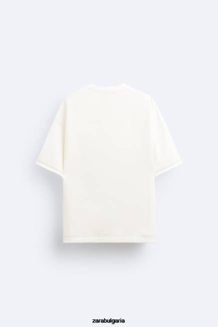 Zara облекло 66FT1069 мъже суичър с хартиени кръпки бяла стрида