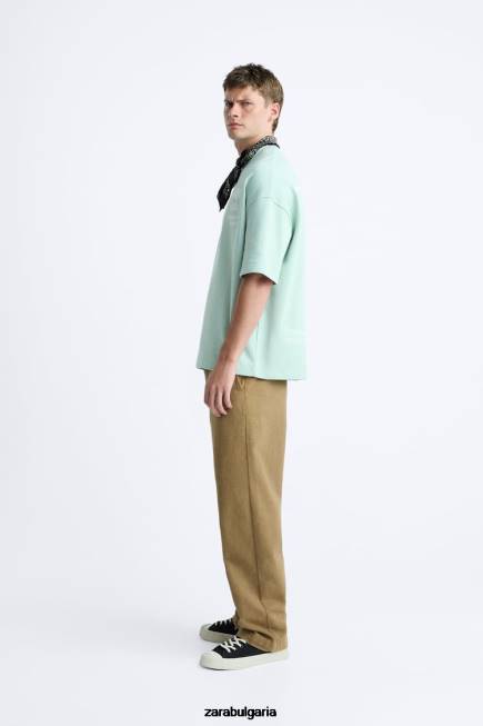 Zara облекло 66FT1071 мъже суичър с отпечатан текст сиво