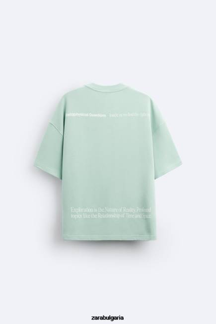 Zara облекло 66FT1071 мъже суичър с отпечатан текст сиво