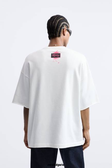 Zara облекло 66FT1075 мъже суичър мики маусдисни бяла стрида