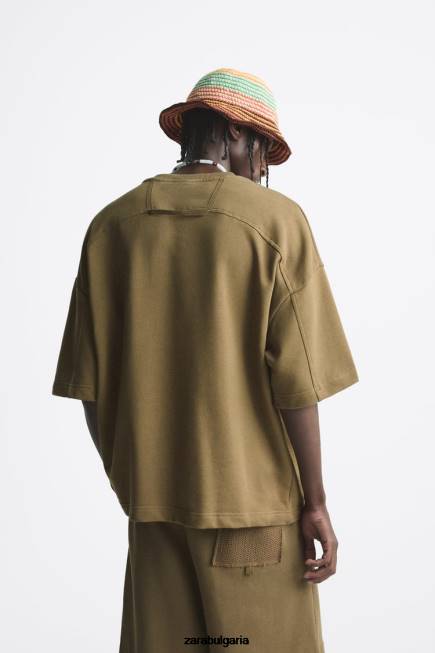 Zara облекло 66FT1076 мъже суичър с джобове на една кука каки