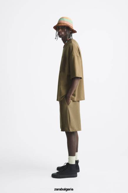 Zara облекло 66FT1076 мъже суичър с джобове на една кука каки