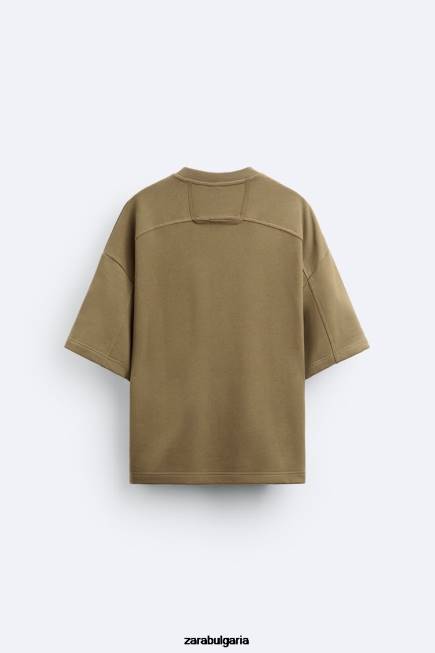 Zara облекло 66FT1076 мъже суичър с джобове на една кука каки