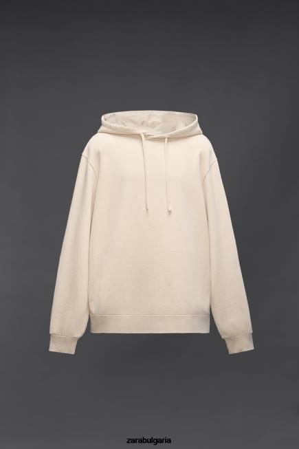 Zara облекло 66FT1077 мъже суичър с качулка с принт на hatthanan екрю
