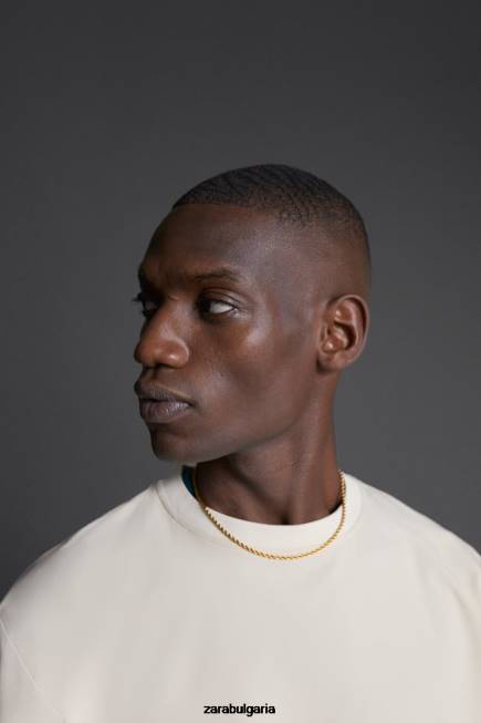 Zara облекло 66FT1078 мъже суичър за техническо обучение екрю