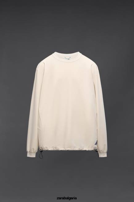 Zara облекло 66FT1078 мъже суичър за техническо обучение екрю