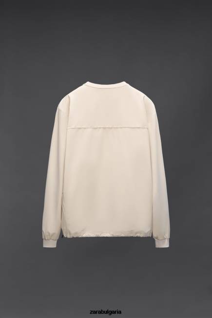 Zara облекло 66FT1078 мъже суичър за техническо обучение екрю