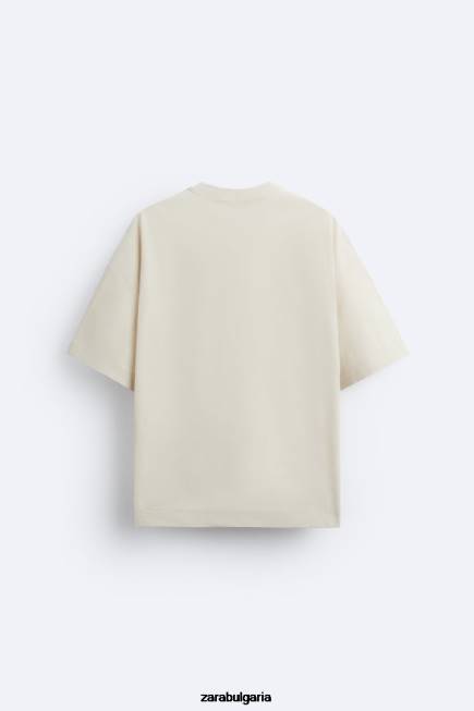 Zara облекло 66FT1194 мъже тениска с технически джоб бежово