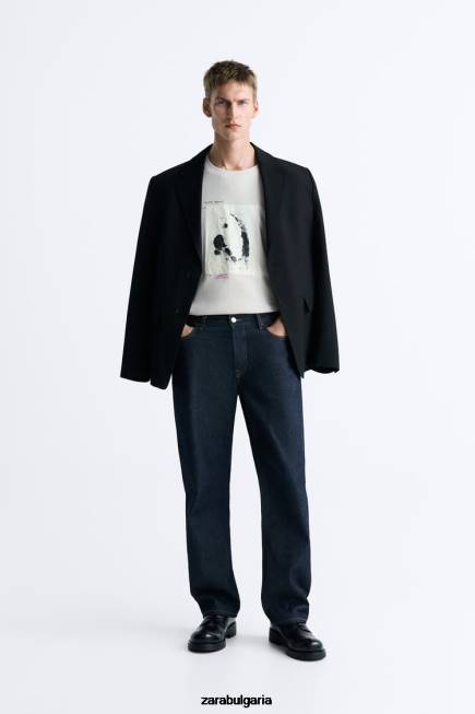 Zara облекло 66FT1199 мъже смесена тениска тъмнокафяво