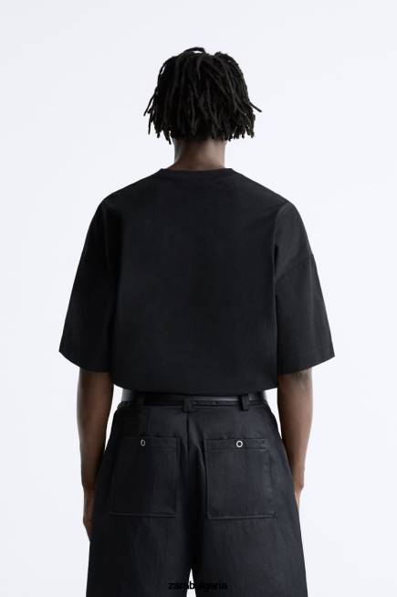 Zara облекло 66FT1200 мъже техническа тениска черен