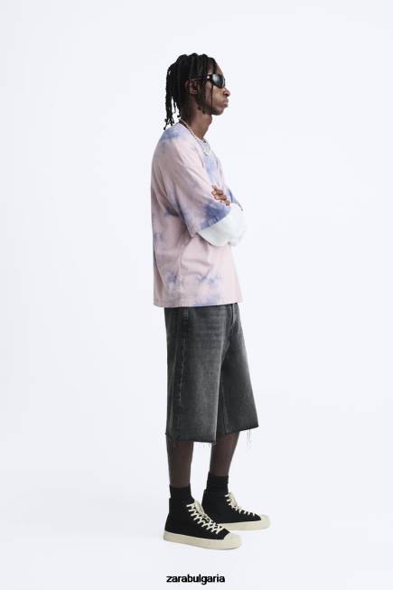 Zara облекло 66FT1202 мъже тениска с принт на вратовръзка люляк