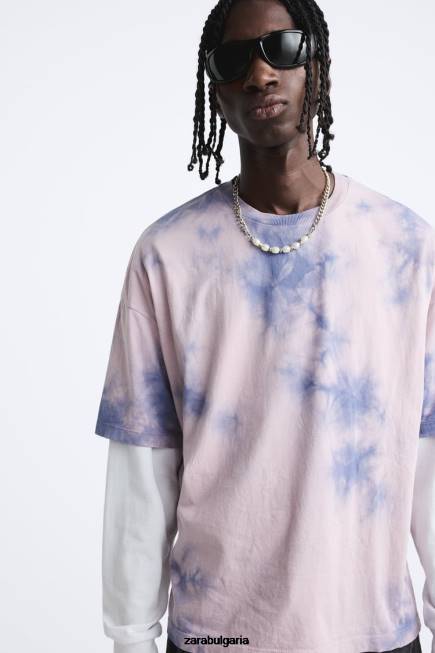 Zara облекло 66FT1202 мъже тениска с принт на вратовръзка люляк
