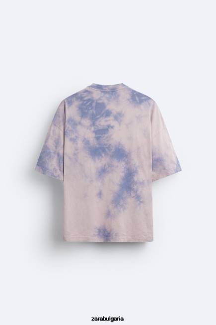 Zara облекло 66FT1202 мъже тениска с принт на вратовръзка люляк