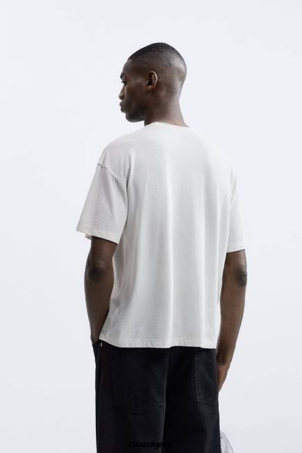 Zara облекло 66FT1209 мъже текстурирана тениска перлено сиво