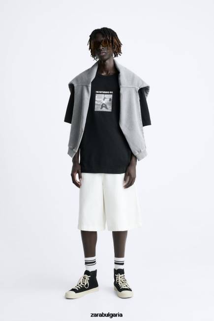 Zara облекло 66FT1217 мъже тениска прословутата b.i.g.brooklyn mint черен