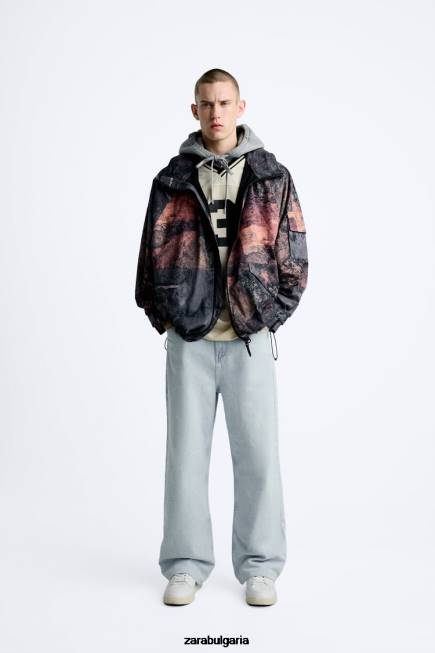 Zara облекло 66FT1105 мъже техническо яке с абстрактен принт многоцветен