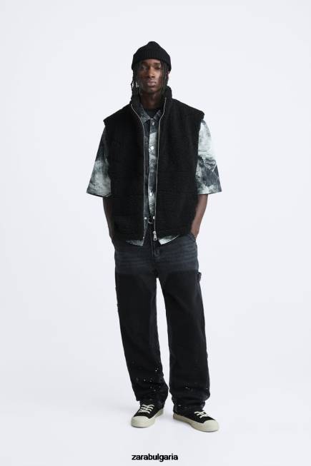 Zara облекло 66FT1111 мъже поларена жилетка черен
