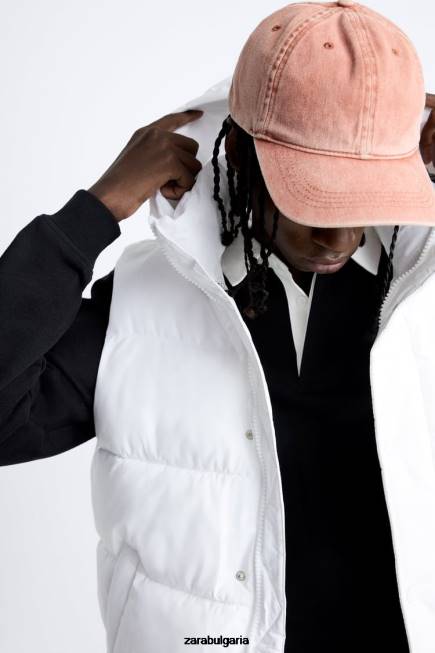 Zara облекло 66FT1112 мъже пухена жилетка с качулка бяло