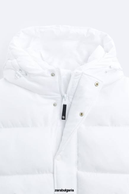 Zara облекло 66FT1112 мъже пухена жилетка с качулка бяло