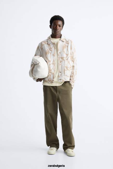 Zara облекло 66FT1116 мъже сако от жакард на цветя бежово